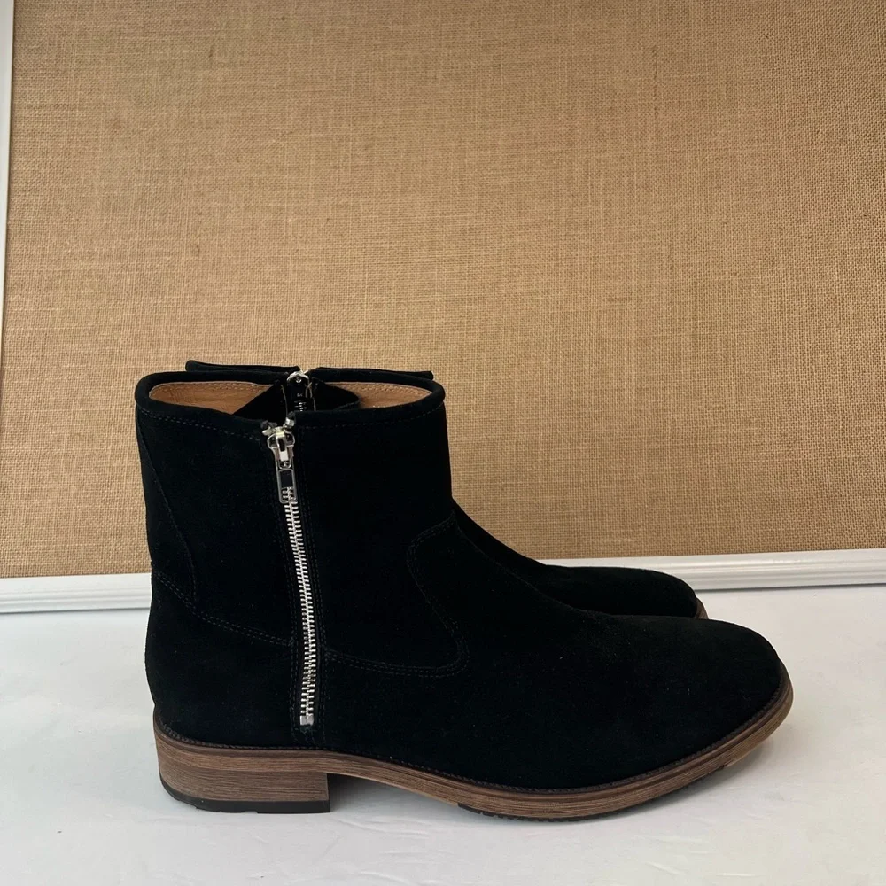 NEW REPUBLIC Men’s Black Suede Twin Zipper Luxury Boots Size 11.5